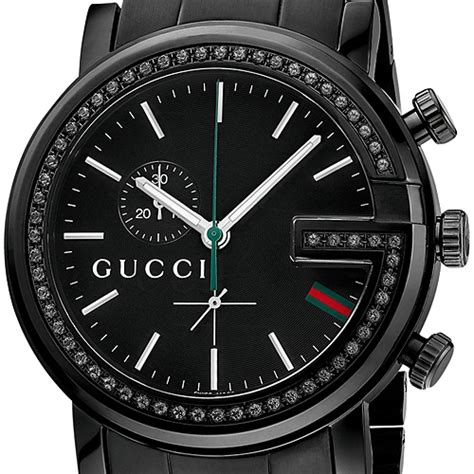 gucci mens black diamond watch